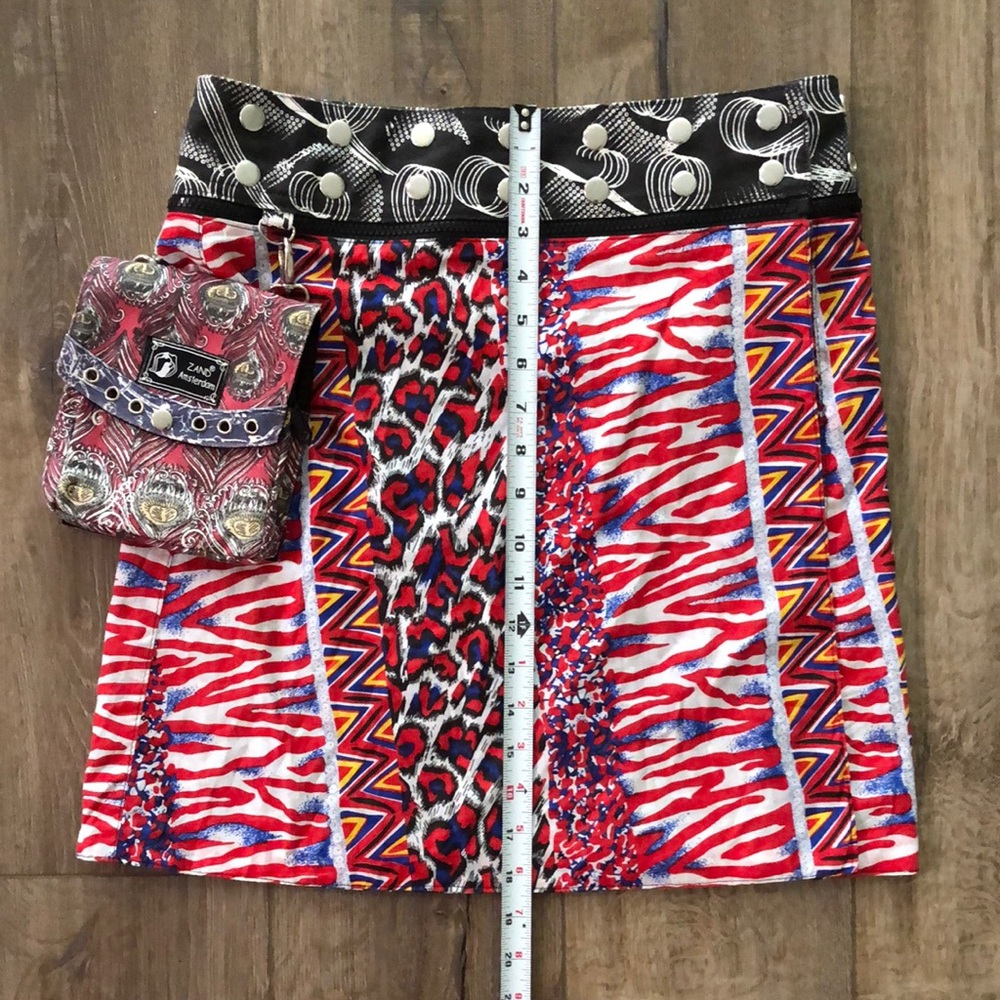 ZAND AMSTERDAM - REVERSIBLE MultiColored Patterned Wrap Skirt w/Detachable Bag - Picture 11 of 15